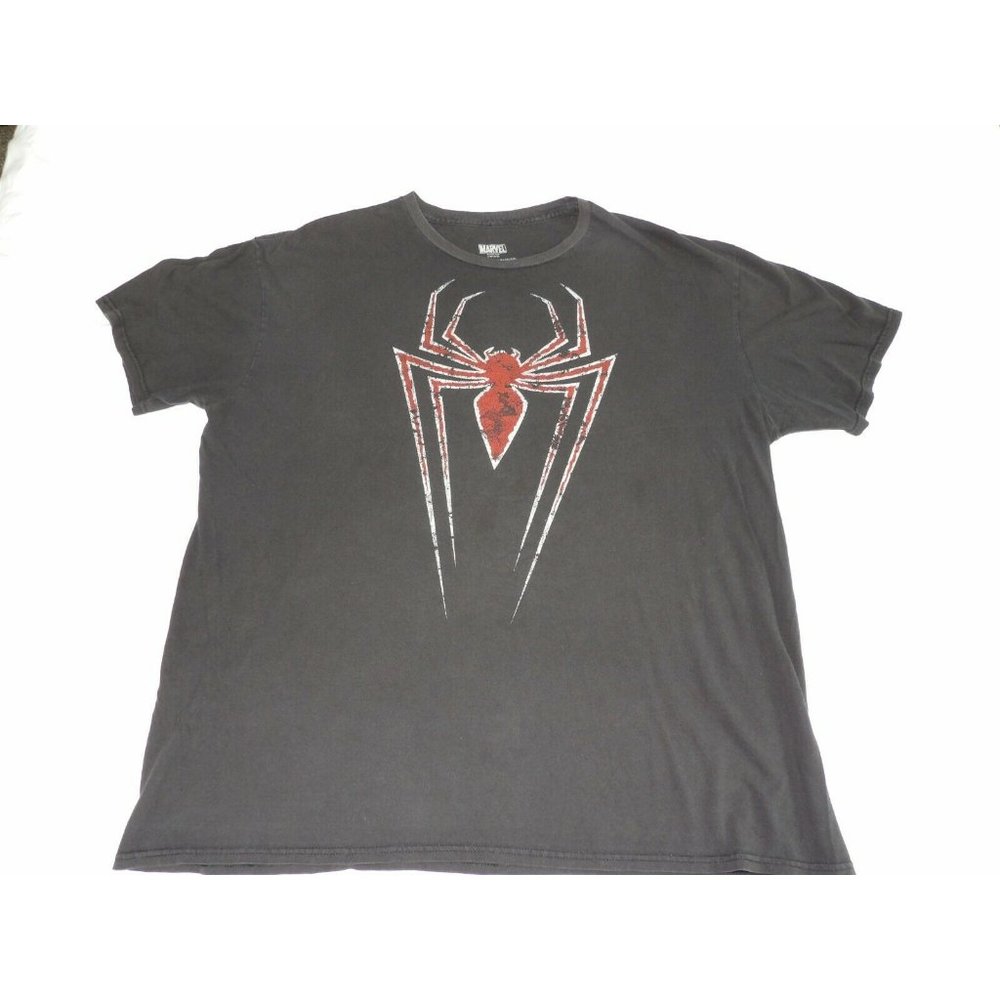 Marvel Mens Spider Man Logo Graphic Printed Crew Neck T Shirt Black Size 2XL